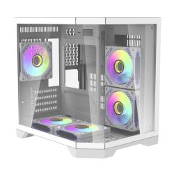 Darkflash Počítačová skříň Darflash FT350 + 5 ventilátorů aRGB (bílá)