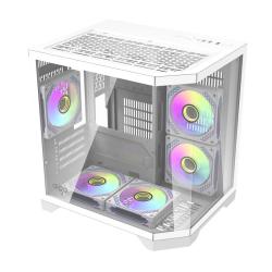 Darkflash Počítačová skříň Darflash FT350 + 5 ventilátorů aRGB (bílá)