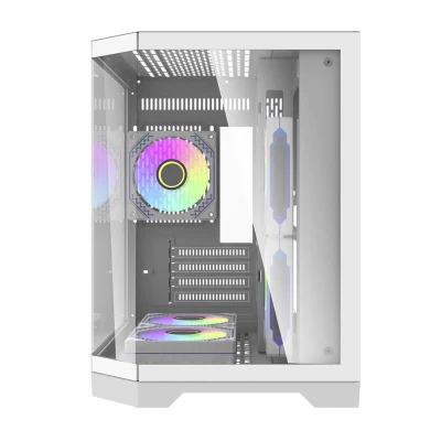 Darkflash Počítačová skříň Darflash FT350 + 5 ventilátorů aRGB (bílá)