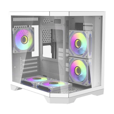 Darkflash Počítačová skříň Darflash FT350 + 5 ventilátorů aRGB (bílá)