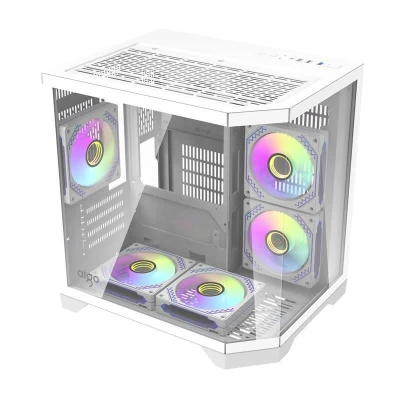 Darkflash Počítačová skříň Darflash FT350 + 5 ventilátorů aRGB (bílá)