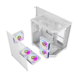 Darkflash Počítačová skříň Darflash FT350 + 5 ventilátorů aRGB (bílá)