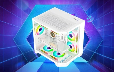 Darkflash Počítačová skříň Darflash FT350 + 5 ventilátorů aRGB (bílá)