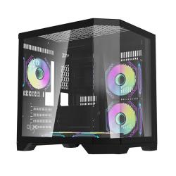 Darkflash Počítačová skříň Darflash FT350 + 5 ventilátorů aRGB (černá)