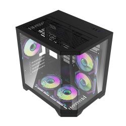 Darkflash Počítačová skříň Darflash FT350 + 5 ventilátorů aRGB (černá)