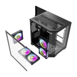 Darkflash Počítačová skříň Darflash FT350 + 5 ventilátorů aRGB (černá)