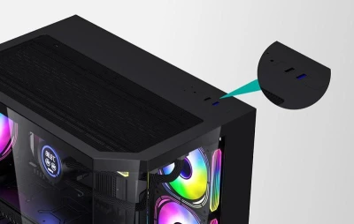 Darkflash Počítačová skříň Darflash FT350 + 5 ventilátorů aRGB (černá)
