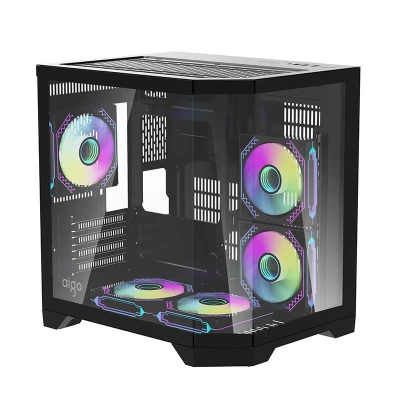 Darkflash Počítačová skříň Darflash FT350 + 5 ventilátorů aRGB (černá)