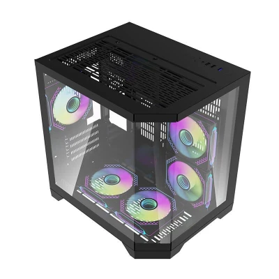 Darkflash Počítačová skříň Darflash FT350 + 5 ventilátorů aRGB (černá)