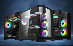 Darkflash Počítačová skříň Darflash FT350 + 5 ventilátorů aRGB (černá)