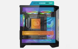 Darkflash Počítačová skříň Darflash FT350 + 5 ventilátorů aRGB (černá)