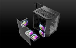 Darkflash Počítačová skříň Darflash FT350 + 5 ventilátorů aRGB (černá)