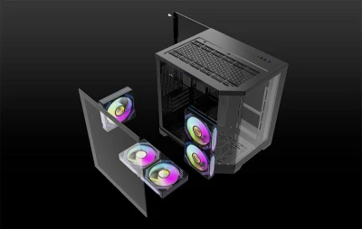 Darkflash Počítačová skříň Darflash FT350 + 5 ventilátorů aRGB (černá)