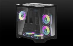 Darkflash Počítačová skříň Darflash FT350 + 5 ventilátorů aRGB (černá)