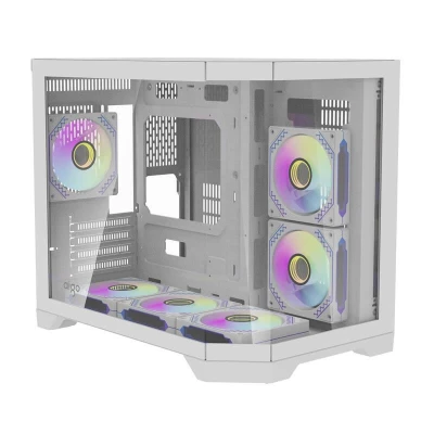 Darkflash Počítačová skříň Darflash FT418 + 6 ventilátorů aRGB (bílá)