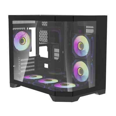 Darkflash Počítačová skříň Darflash FT418 + 6 ventilátorů aRGB (černá)
