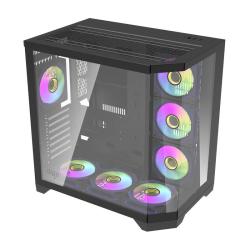 Darkflash Počítačová skříň Darflash FT418 PRO + 7 ventilátorů aRGB (černá)
