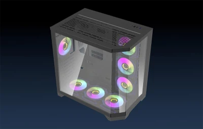 Darkflash Počítačová skrinka Darflash FT418 PRO + 7 ventilátorov aRGB (čierna)