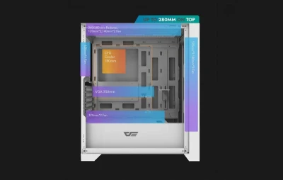 Darkflash Počítačová skříň DRX70 MESH + 4 ventilátory RGB (bílá)