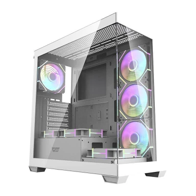 Darkflash Počítačová skříň DS900 (bílá) + 7 ventilátorů ARGB