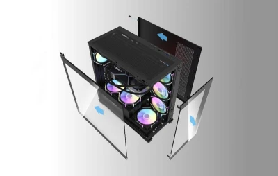 Darkflash Počítačová skříň DS900 (černá) + 7 ventilátorů ARGB