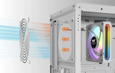 Darkflash DS900WD ATX bílá počítačová skříň se 4 ventilátory