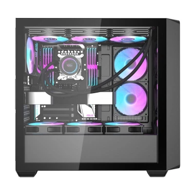 Darkflash Počítačová skrinka DS900WD (čierna) + 4 ventilátory