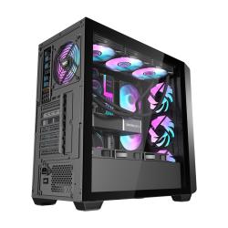 Darkflash Počítačová skříň DS900WD (černá) + 4 ventilátory