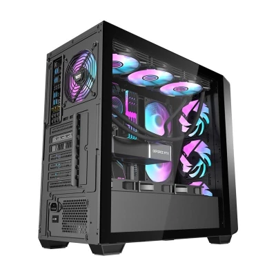 Darkflash Počítačová skrinka DS900WD (čierna) + 4 ventilátory