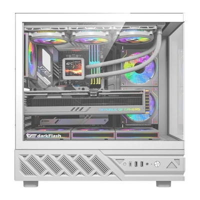 Darkflash DS950V bílá počítačová skříň s displejem a 6 ventilátory