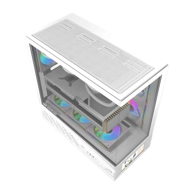 Darkflash DS950V bílá počítačová skříň s displejem a 6 ventilátory
