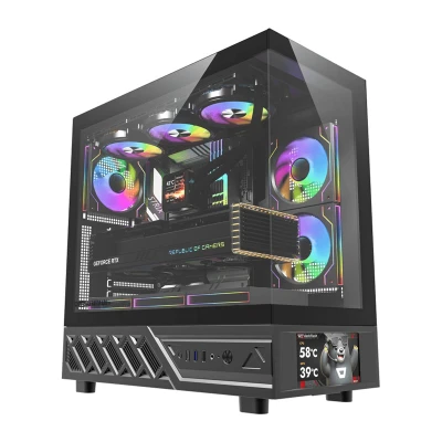 DarkFlash DS950V černá s displejem a 6 ventilátory počítačová skříň