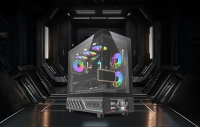 DarkFlash DS950V černá s displejem a 6 ventilátory počítačová skříň