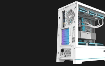 Darkflash Počítačová skříň DY451 PRO s ventilátorem (bílá)