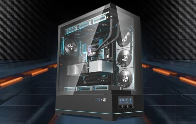 Darkflash Počítačová skříň DY451L PRO s ventilátorem (černá)