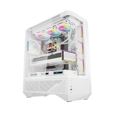 Darkflash DY460 bílá počítačová skříň se 4 ventilátory ARGB