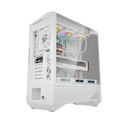 Darkflash DY460 bílá počítačová skříň se 4 ventilátory ARGB