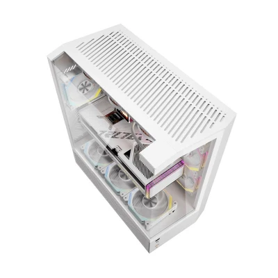 Darkflash DY460 bílá počítačová skříň se 4 ventilátory ARGB
