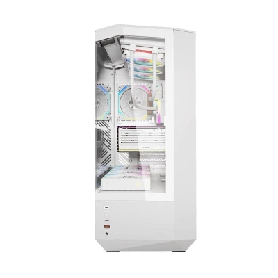 Darkflash DY460 bílá počítačová skříň se 4 ventilátory ARGB