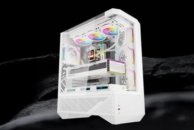Darkflash DY460 bílá počítačová skříň se 4 ventilátory ARGB