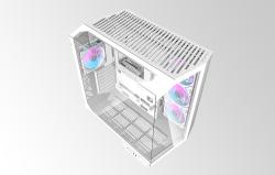 Darkflash Počítačová skříň DY470 (bílá) + 4 ventilátory + držák GPU