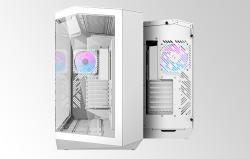Darkflash Počítačová skříň DY470 (bílá) + 4 ventilátory + držák GPU