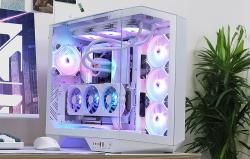 Darkflash Počítačová skříň DY470 (bílá) + 4 ventilátory + držák GPU