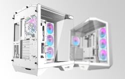 Darkflash Počítačová skříň DY470 (bílá) + 4 ventilátory + držák GPU