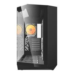Darkflash Počítačová skříň DY470 (černá) + 4 ventilátory + držák GPU