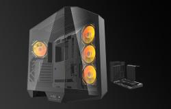 Darkflash Počítačová skříň DY470 (černá) + 4 ventilátory + držák GPU