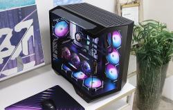 Darkflash Počítačová skříň DY470 (černá) + 4 ventilátory + držák GPU