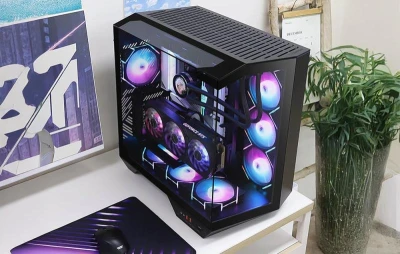 Darkflash Počítačová skříň DY470 (černá) + 4 ventilátory + držák GPU