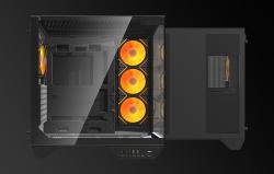 Darkflash Počítačová skříň DY470 (černá) + 4 ventilátory + držák GPU