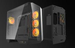 Darkflash Počítačová skříň DY470 (černá) + 4 ventilátory + držák GPU